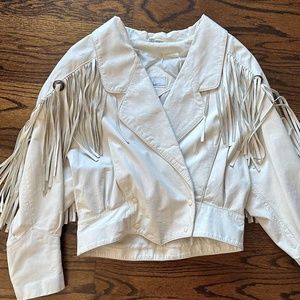 Vintage 1980’s White Leather Jacket by Tarazzia Sport. Sloane - Ferris Bueller